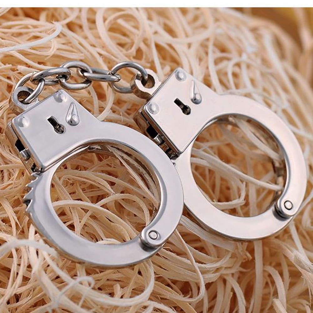 Police Party Favor & Keychain Miniature Handcuffs Key Ring