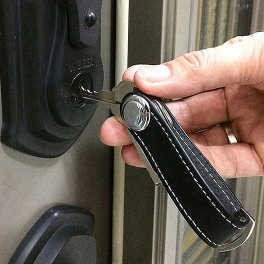 slim EDC leather keychain for pocket-friendly carry