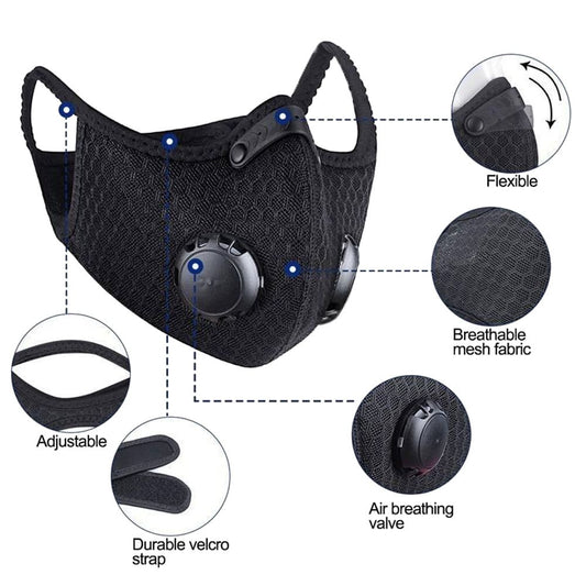 adjustable mask with replaceable carbon filter