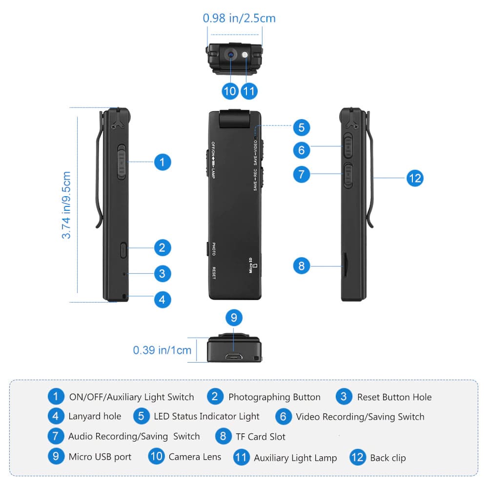 90 - Degree Spin Camera to Capture Awesome Videos & Sound wherever you go! - SSS Corp.# - variant_sku# - Wearable body camera with DVR