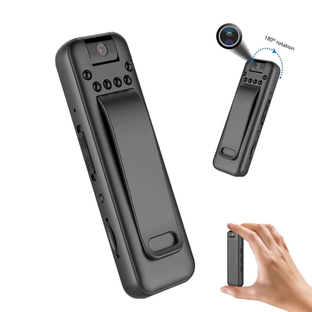 Body Camera with Night Vision and Rotating Lens for HD Video & Audio Recording - SSS Corp.# - variant_sku# - personal video camera portable