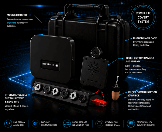 CAM101772KB wearable camera for hidden surveillance with real time audio support