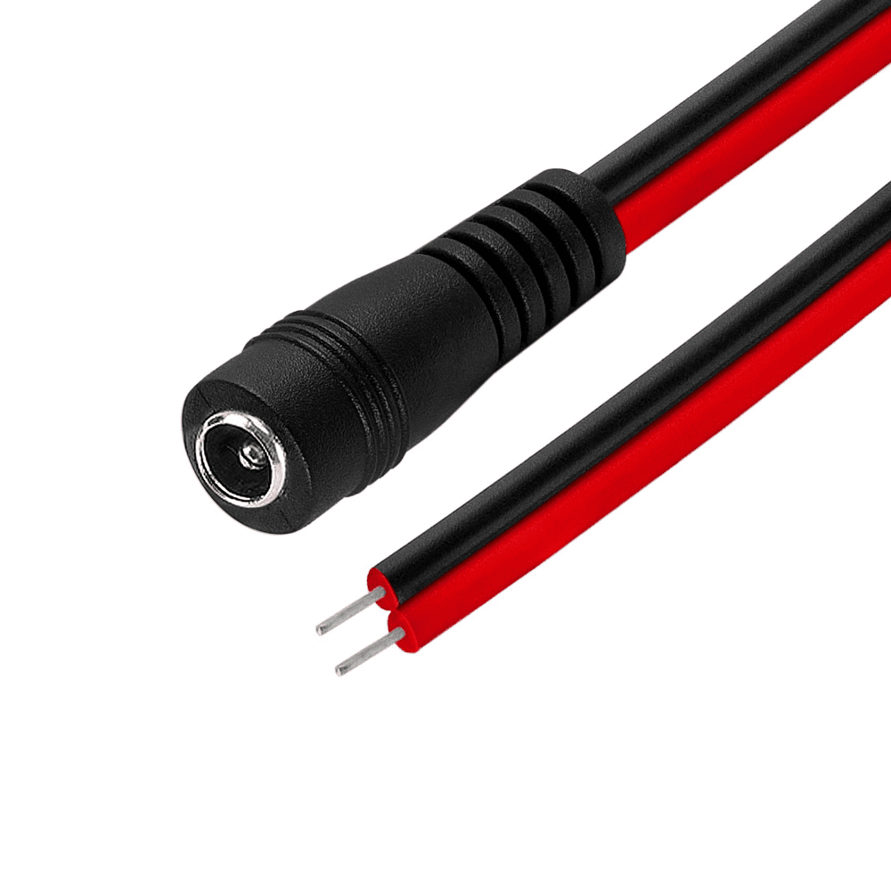 12V power pigtail with DC jack connector