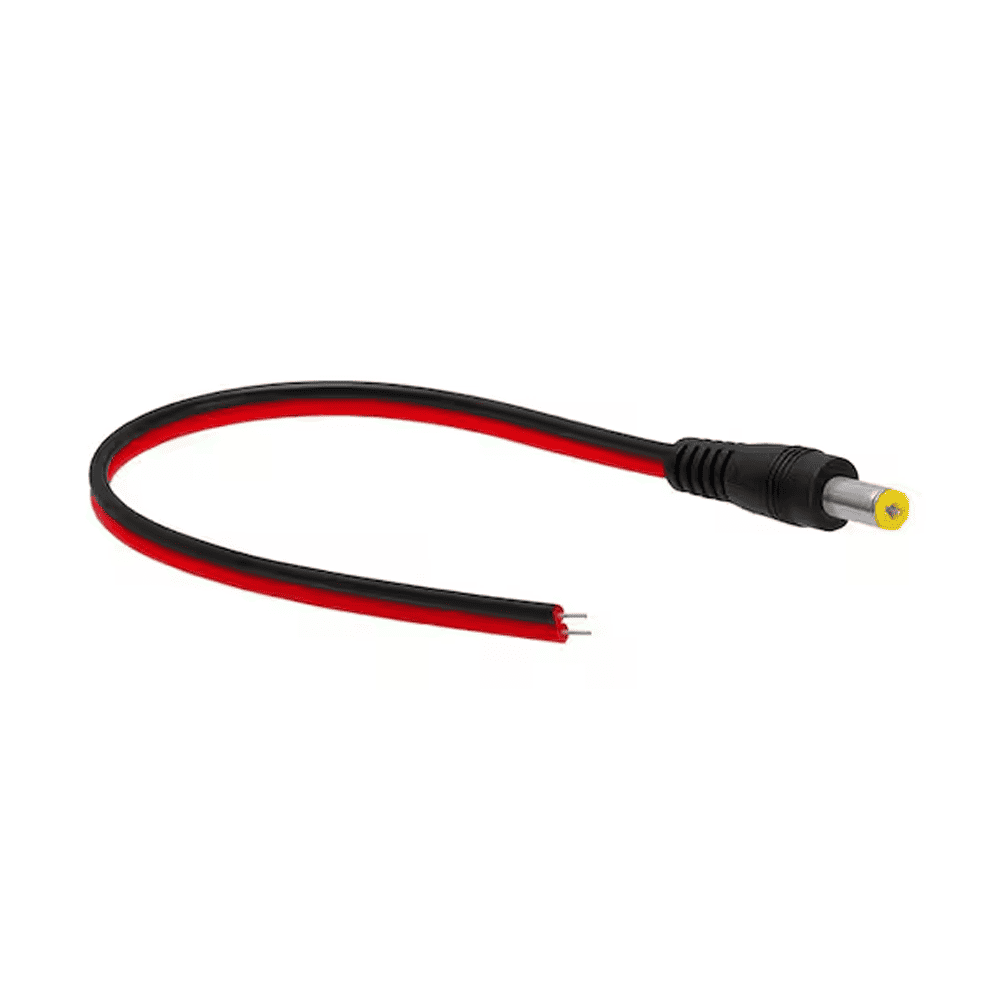 Power pigtail with bare wire and DC plug