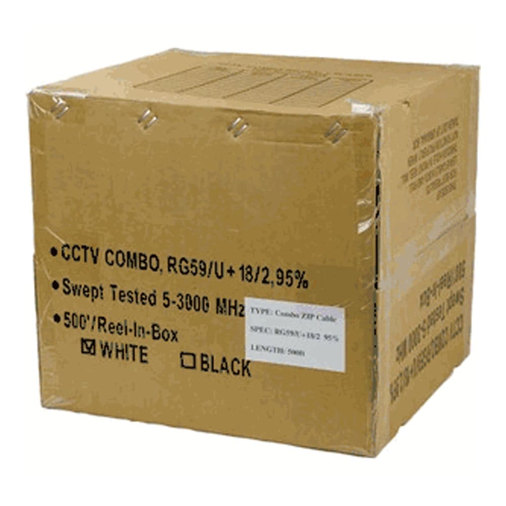 RG59 CCTV Cable - Combo Installer Cable Spool - SSS Corp.# - variant_sku# - RG59/U Coax + 18/2 Power Combo Cable, Split Type, 500ft in Plastic Reel