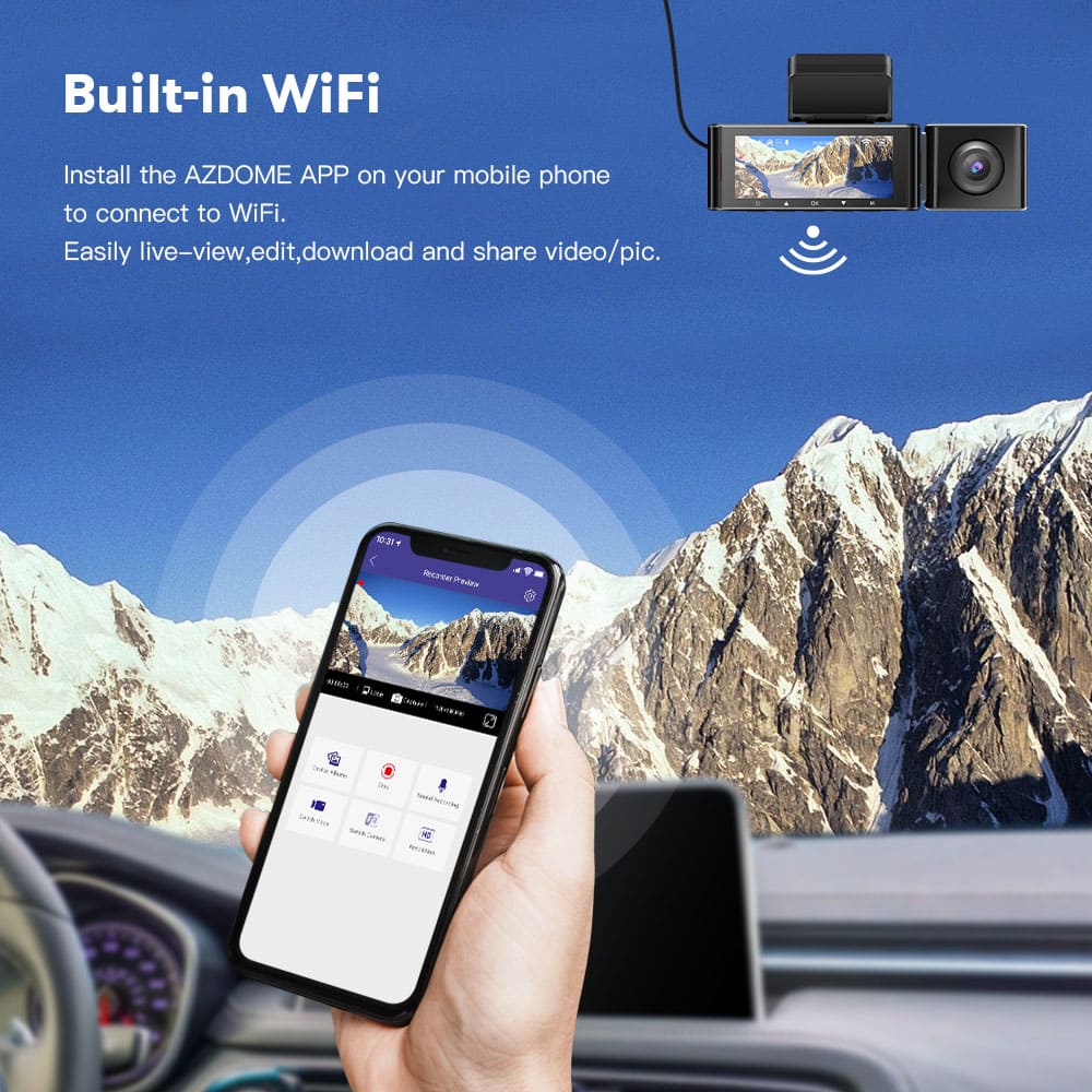 3 Camera 4K Dashcam System with Screen Night Vision GPS & Wi - Fi - SSS Corp.# - variant_sku# - wifi dash camera 4k