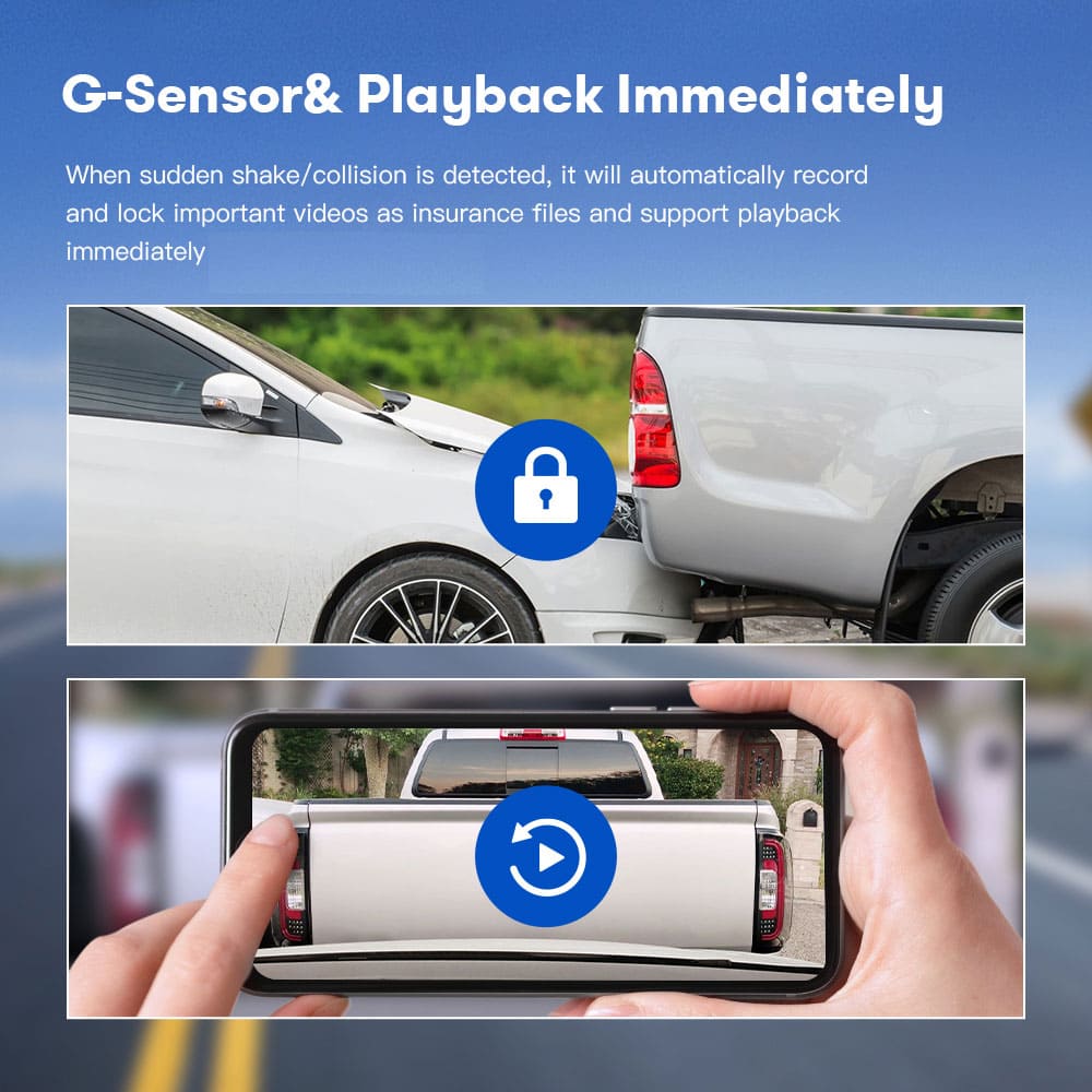 3 Camera 4K Dashcam System with Screen Night Vision GPS & Wi - Fi - SSS Corp.# - variant_sku# - dash camera for accident