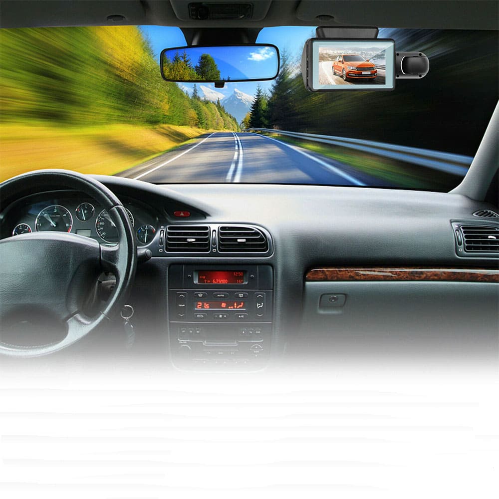 HD Dual Camera Dashcam with Screen and Night Vision - SSS Corp.# - variant_sku# - camera with sound recording for car