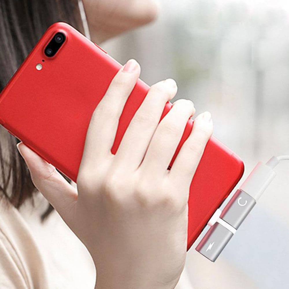 compact headphone and charger splitter for iPhone