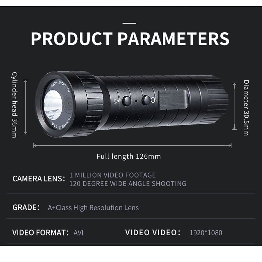 Multi - Function Flashlight Camera & Video Recorder - Wide Angle - SSS Corp.# - variant_sku# - Multi - Function Flashlight Camera & Video Recorder - Wide Angle