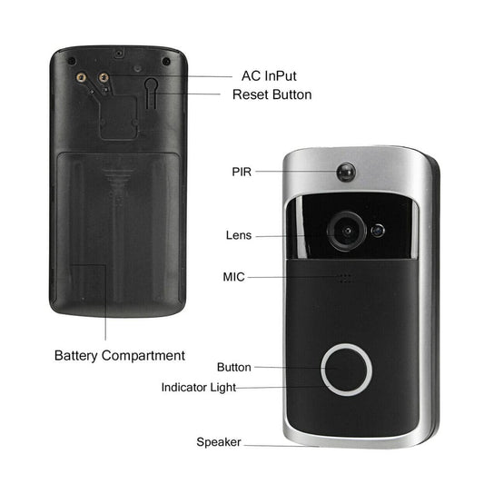 Outdoor Wi - Fi Wireless Wall Mounted Door Bell with Night Vision DVR - SSS Corp.# - variant_sku# - Cellphone door bell
