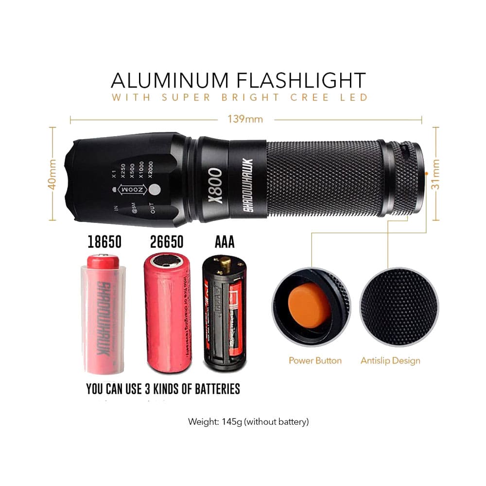 Super Bright Tactical Flashlight Kit - SSS Corp.# - variant_sku# - VARIABLE FOCUS FLASHLIGHT