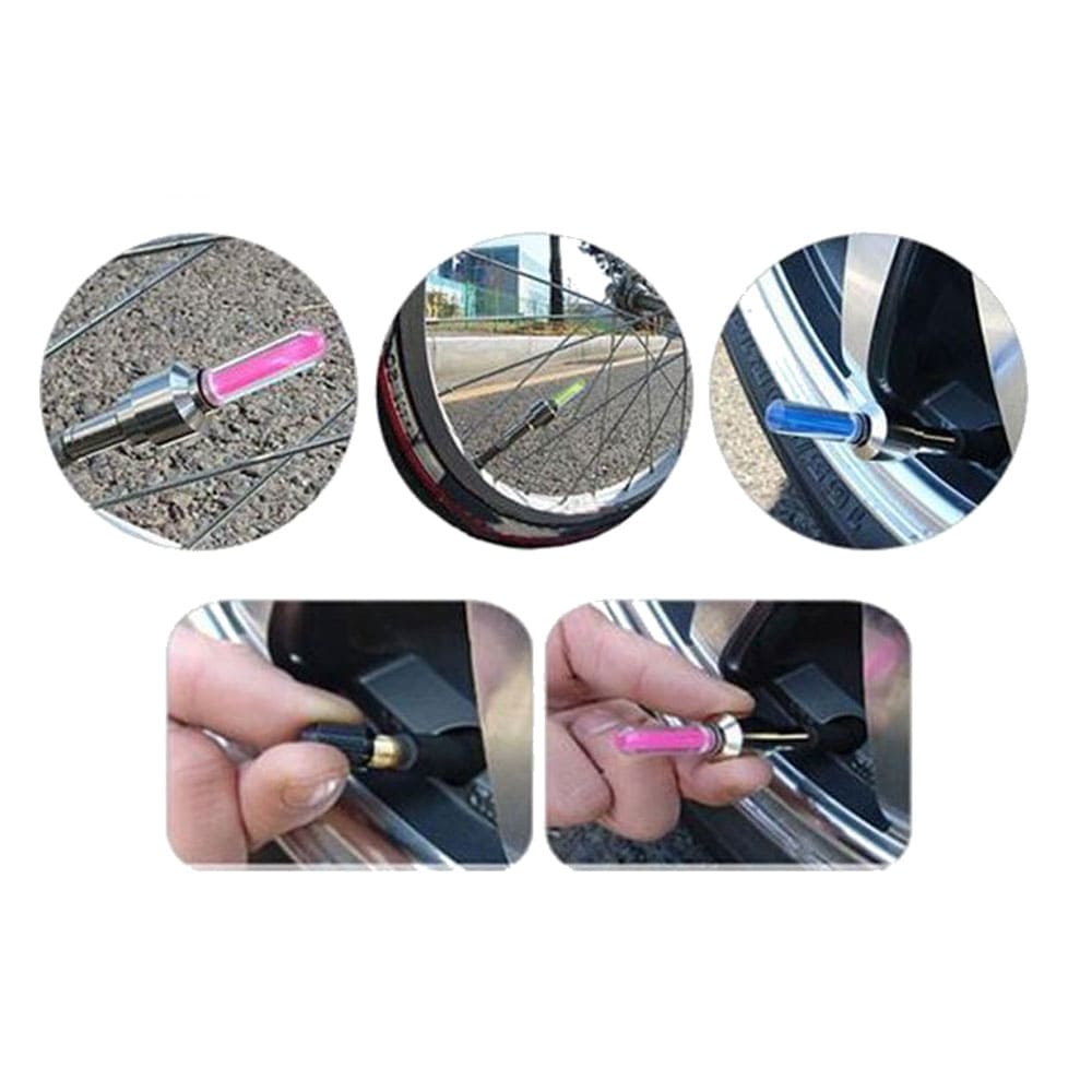 glowing tire valve LED lights for bikes and vehicles